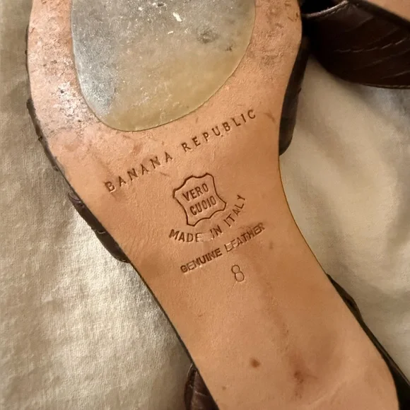 Banana Republic Dark Brown leather slingback kitten heels Strappy sandals CBK - Picture 7 of 9